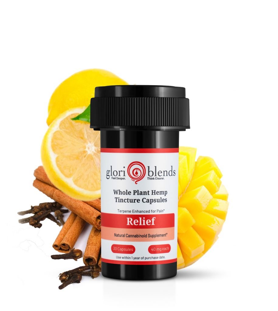 Capsules-Relief-‘Pain’-915x1024 Relief 'Pain' | 40mg CBD Capsules | Terpene Enhanced for Pain - Image 1